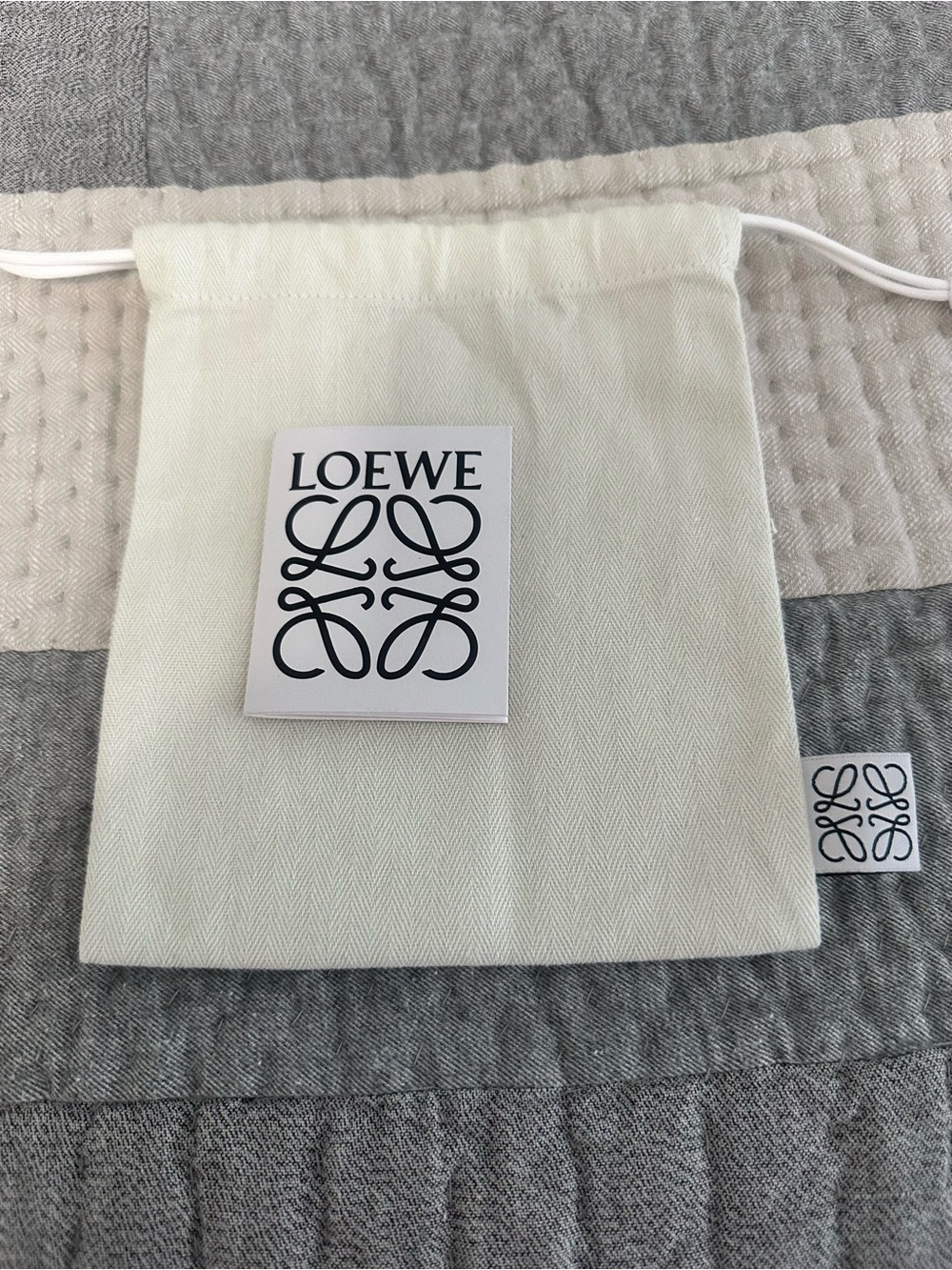 Loewe Cream Drawstring Dust Pouch with Logo